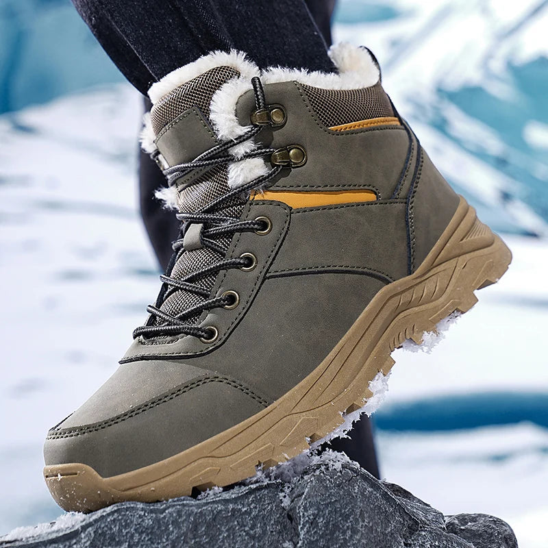 Stivali Da Neve Da Uomo Foderati In Pile Con Suola Spessa Per Trekking Outdoor Inverno Autunno Scarponi Da Caccia