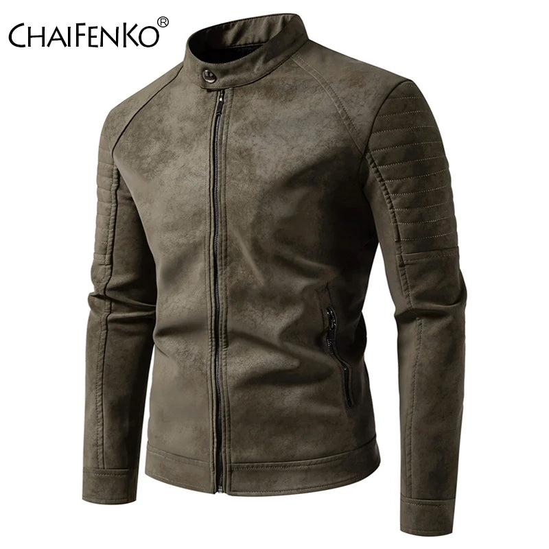 Cappotto Da Uomo Antivento Traspirante Autunno Inverno Giacca Casual Pelle Retrò Colletto Coreano Versatile