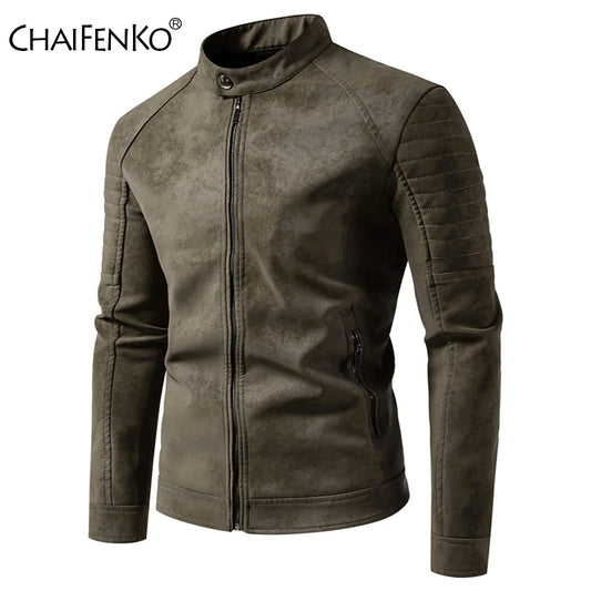 Cappotto Da Uomo Antivento Traspirante Autunno Inverno Giacca Casual Pelle Retrò Colletto Coreano Versatile