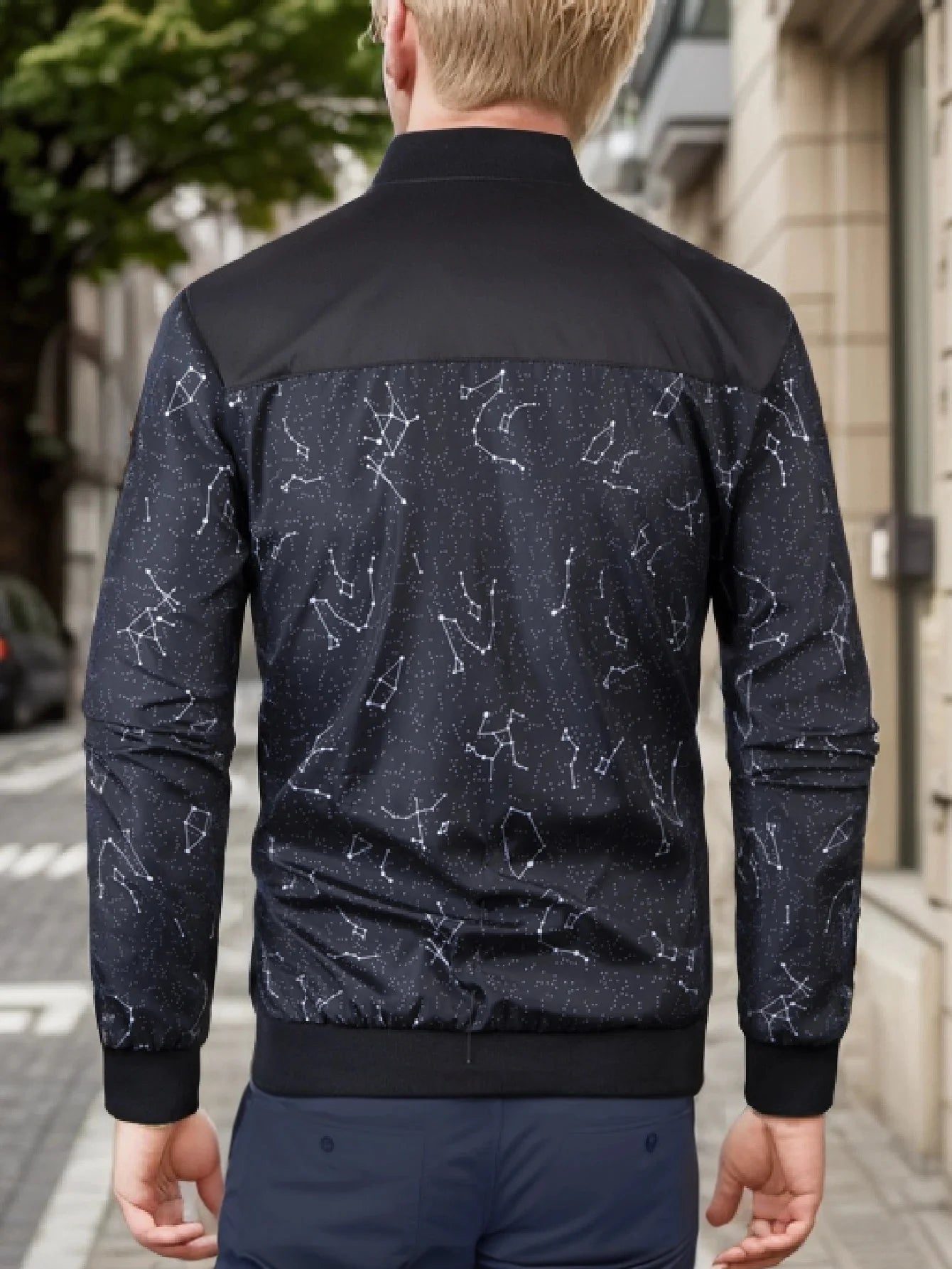 Giacca Uomo Sottile In Tinta Unita 2024 Primavera Autunno Con Colletto Baseball Corto Poliestere Business Casual