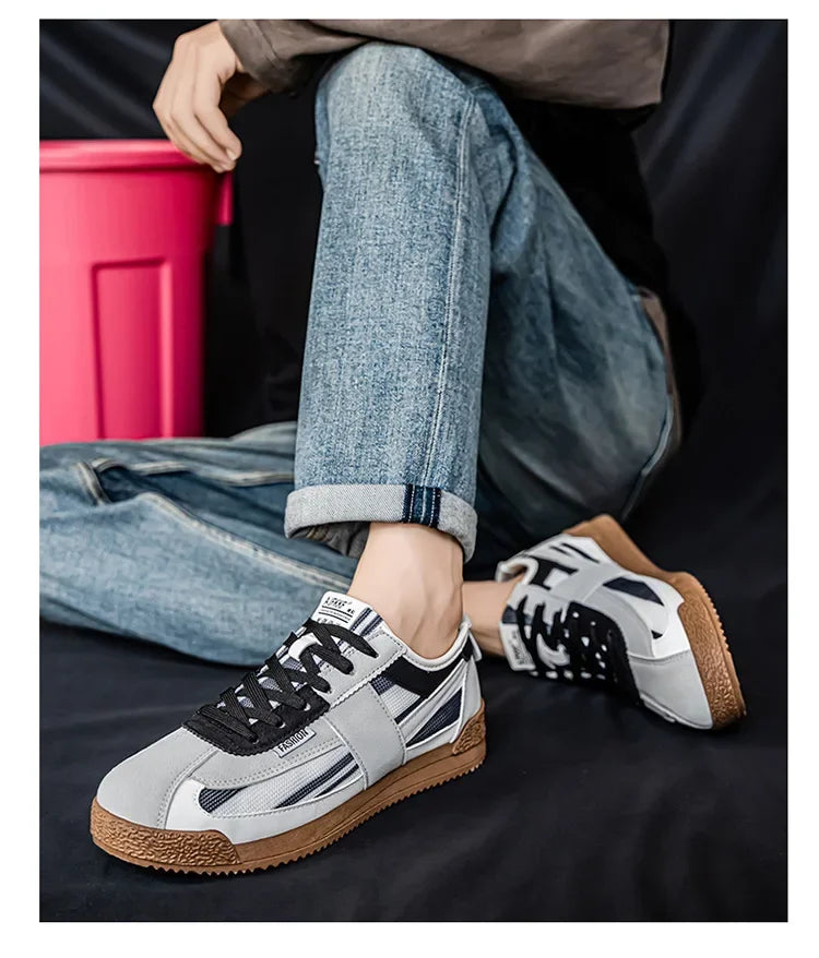Scarpe Casual Uomo Traspiranti In Tela Versione Aggiornata Primavera Estate Punta Tonda Fodera In Poliestere