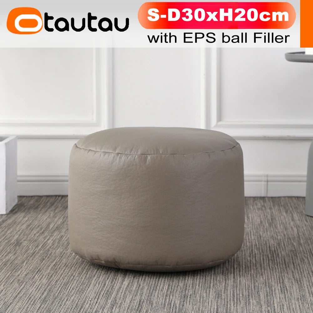 Otautau Beanbag Poggiapiedi Rotondo In Ecopelle Con Sedile Soffio D30xH20cm Sgabello Pouf Per Pavimento