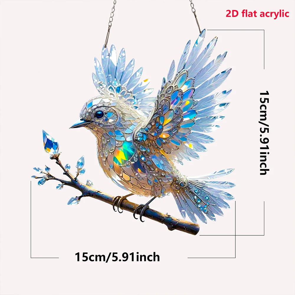 Finestra 2D Con Macchie Di Uccelli Graziosi Ciondolo Artistico Per Cucina E Soggiorno Cartello Con Ghirlanda Halloween