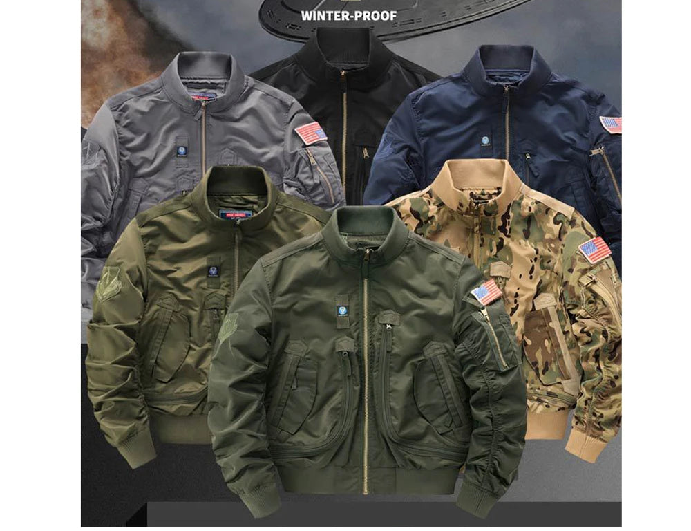 Giubbotti Bomber Da Uomo MA1 Cappotti Con Cerniera Pilota Giacca A Vento Tattica Militare Abbigliamento
