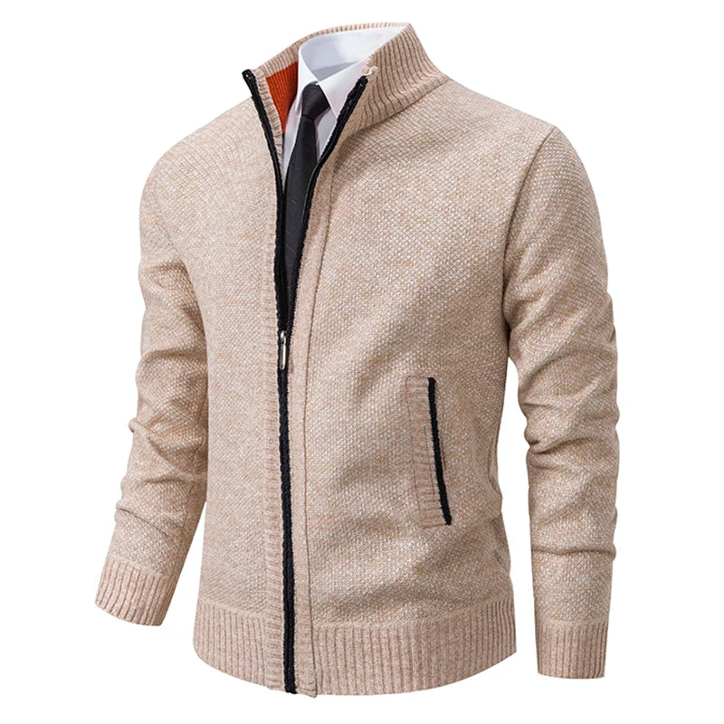 Cappotto Sportivo Casual Da Uomo In Jersey Autunno Inverno Con Colletto Alla Coreana E Cerniera Frontale In Pile