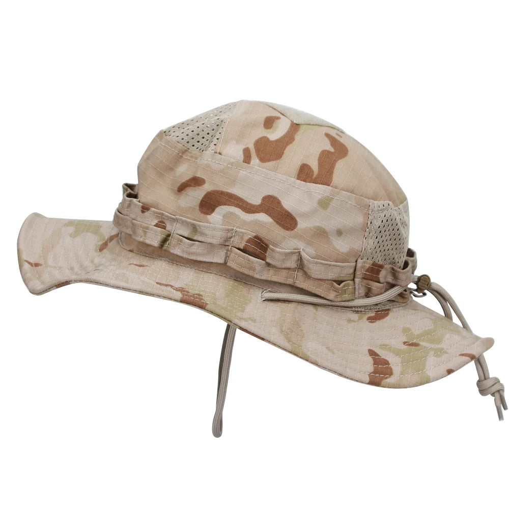 Cappello Boonie Camouflage Protezione Solare Traspirante Antivento Uomo Per Escursionismo Pesca Caccia