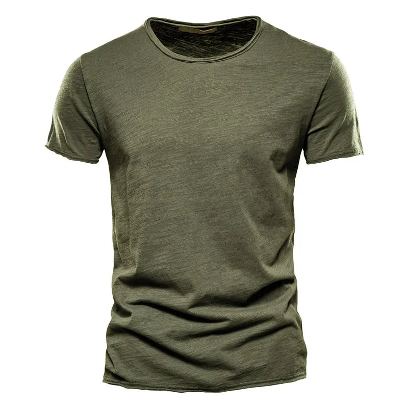 Maglietta Uomo Cotone 100 Percento Con Scollo A V Slim Fit Colore Solido Manica Corta