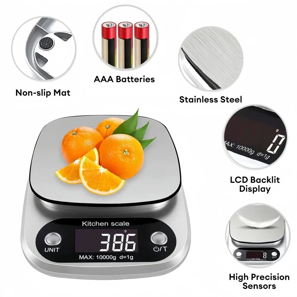 Bilancia Da Cucina Digitale 10 Kg Alta Precisione Con Display LCD Portatile Per Cibo Gioielli Cuochi Appassionati