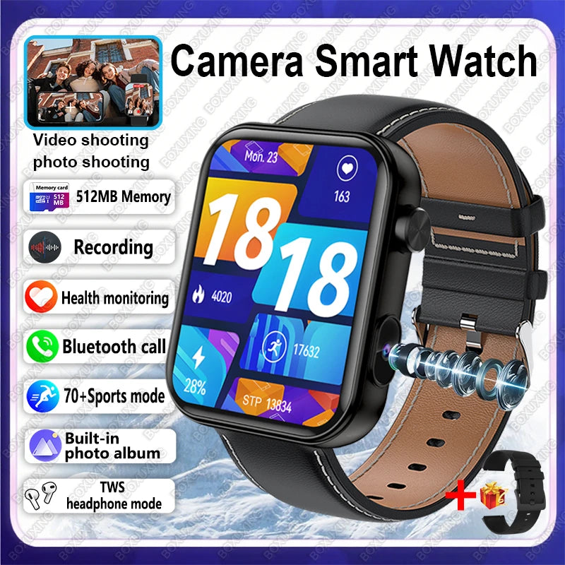 Nuovo Smartwatch Fotocamera per Uomo e Donna Registrazione Foto e Video Fitness Salute Impermeabile Chiamate Bluetooth