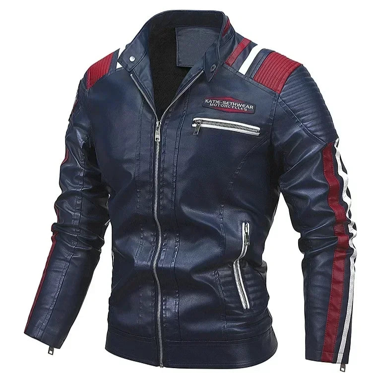 Giacca Da Motociclista In Pelle Da Uomo Bomber Con Colletto In Piedi Giacche Da Moto Per Uomo PU Di