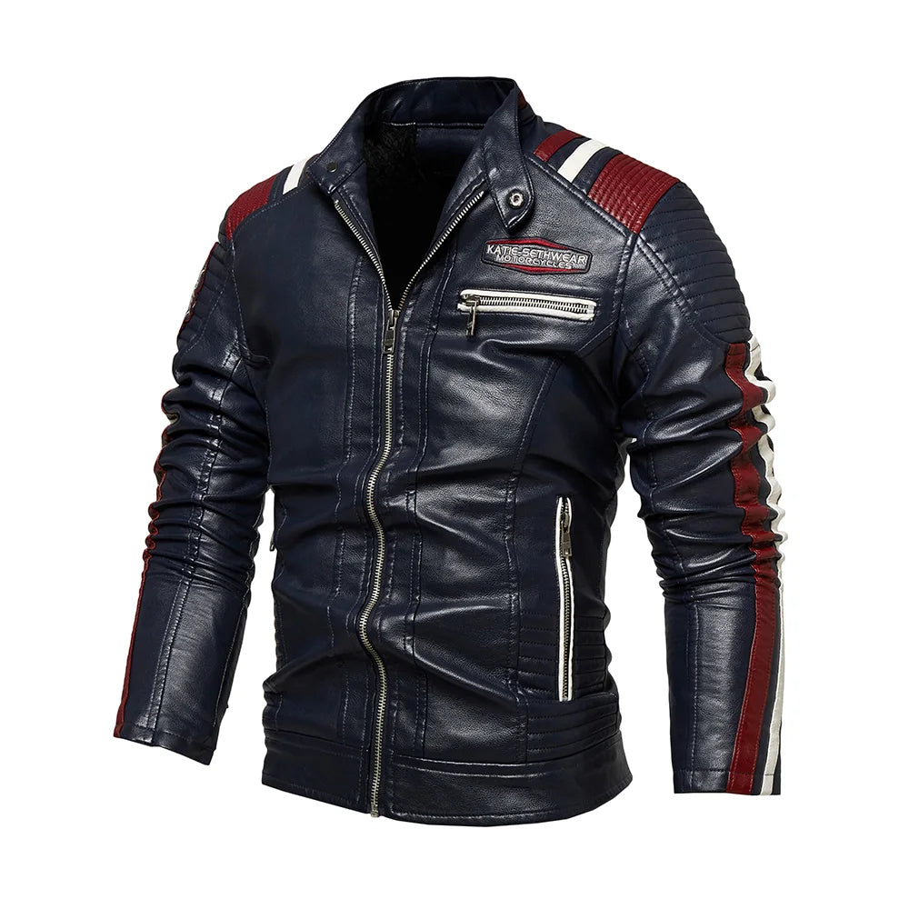 Giacca Da Moto Da Uomo In Ecopelle Impermeabile Antivento PU Bomber Vintage Di Alta Qualità