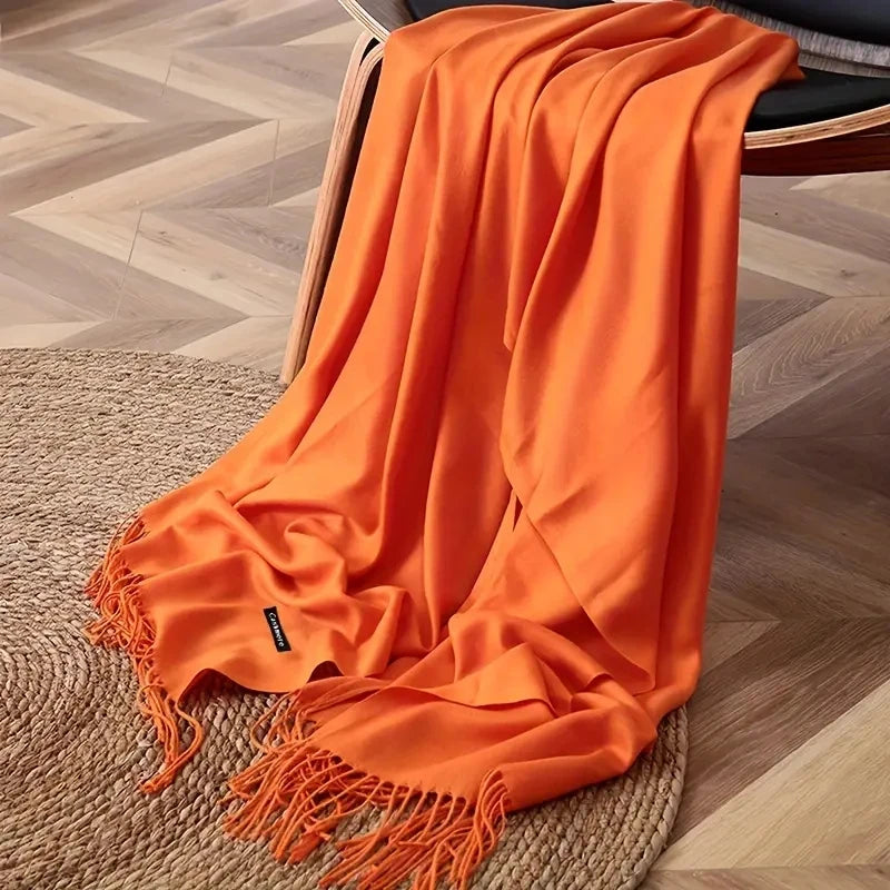 Sciarpa di Pashmina da Donna Morbida Cashmere Foulard Viaggio Ufficio Inverno Caldo Hijab Solido Avvolge Bandana
