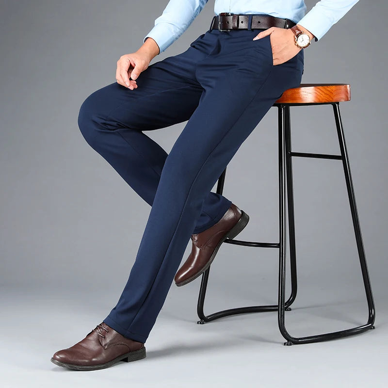 Pantaloni Da Uomo Eleganti Dritti Largi Elasticizzati Per Lavoro Casual Grandi Dimensioni Primavera Autunno