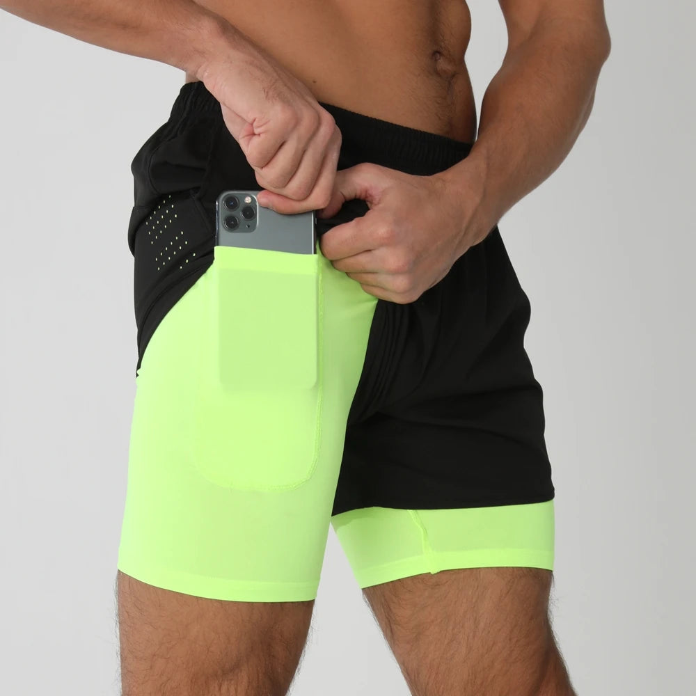 Pantaloncini Da Corsa Da Uomo 2 In 1 Palestra Asciugatura Rapida Pantaloni Corti Sportivi Estivi