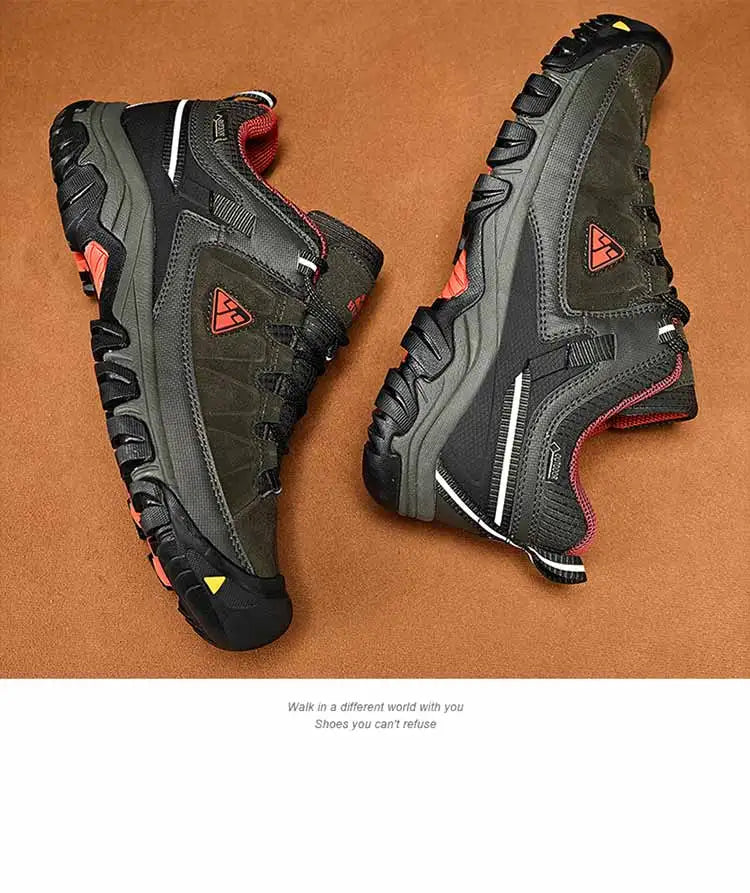 HikeUp Scarpe Da Trekking Uomo In Pelle Resistente Alta Qualità Con Suola In Gomma Per Esterni