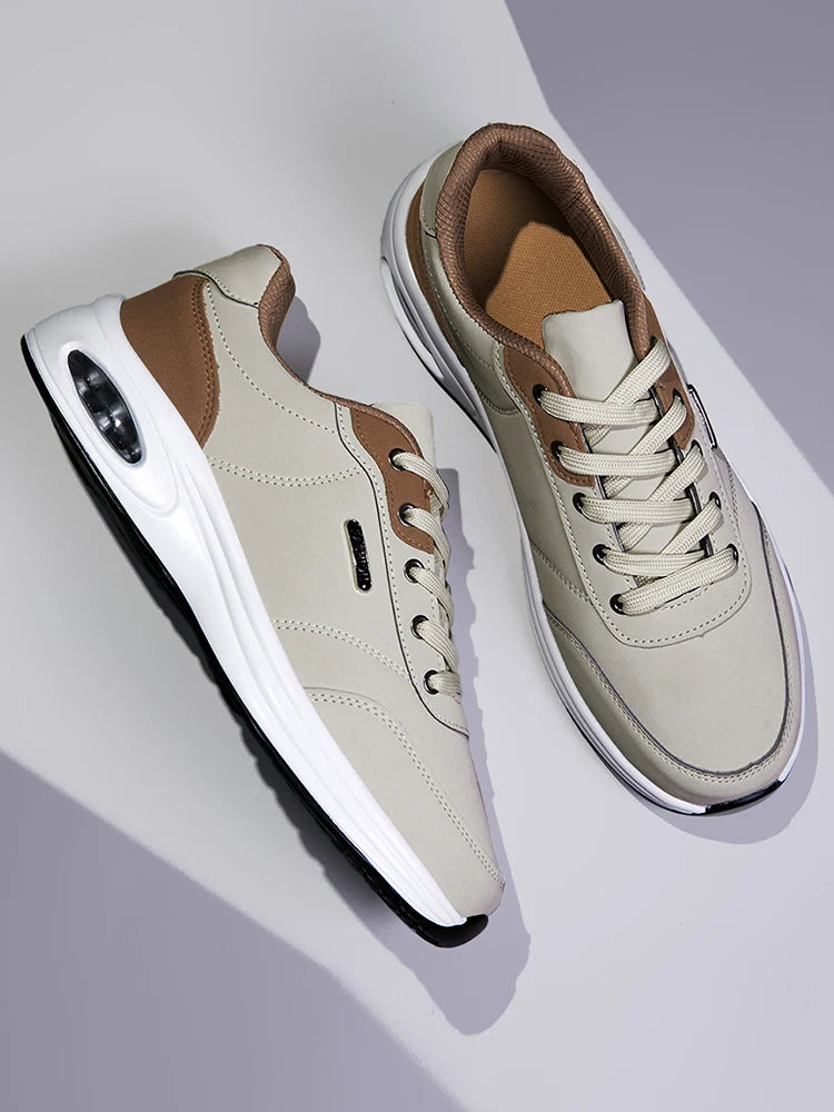 Scarpe Sportive Da Uomo Impermeabili In Pelle Casual Antiscivolo Da Passeggio E Tennis Con Aumento Di Altezza