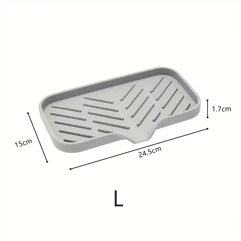 Tappetino Silicone Per Rubinetto Con Vassoio Lavello Spugna Dispenser Sapone Portaoggetti Appoggio Cucina