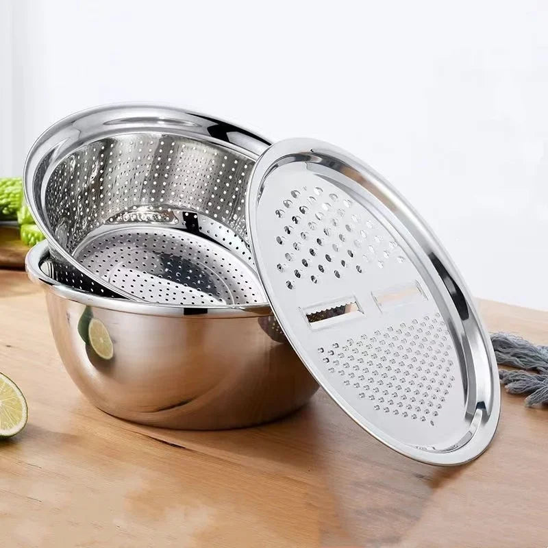Colino In Acciaio Inossidabile 3 In 1 Verdure Affettatrice Grattugia Cestello Drenaggio Insalata Accessori Da Cucina