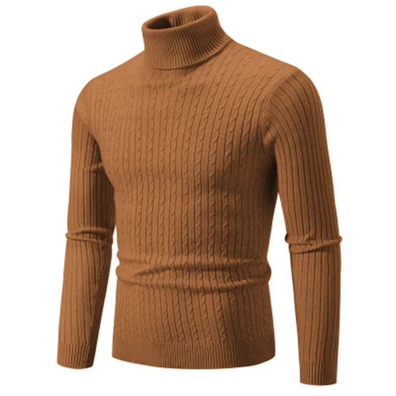 Maglione Dolcevita Uomo Lana Caldo Lavorato A Maglia Tinta Unita Inverno Casual Outdoor Top