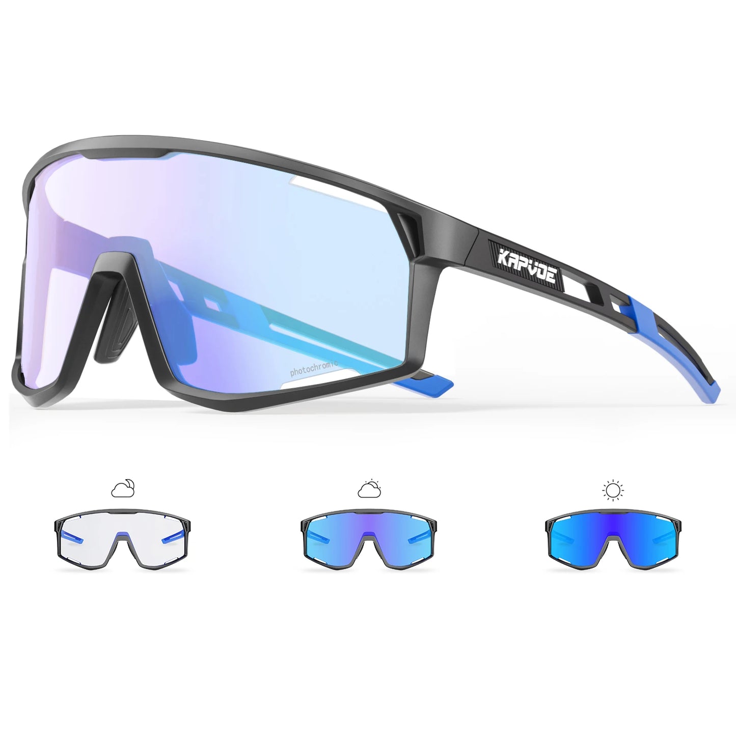 Kapvoe Occhiali Da Sole Fotocromatici Per Ciclismo UV400 Uomo Donna Esterni MTB Strada Escursionismo Occhiali Da Bici