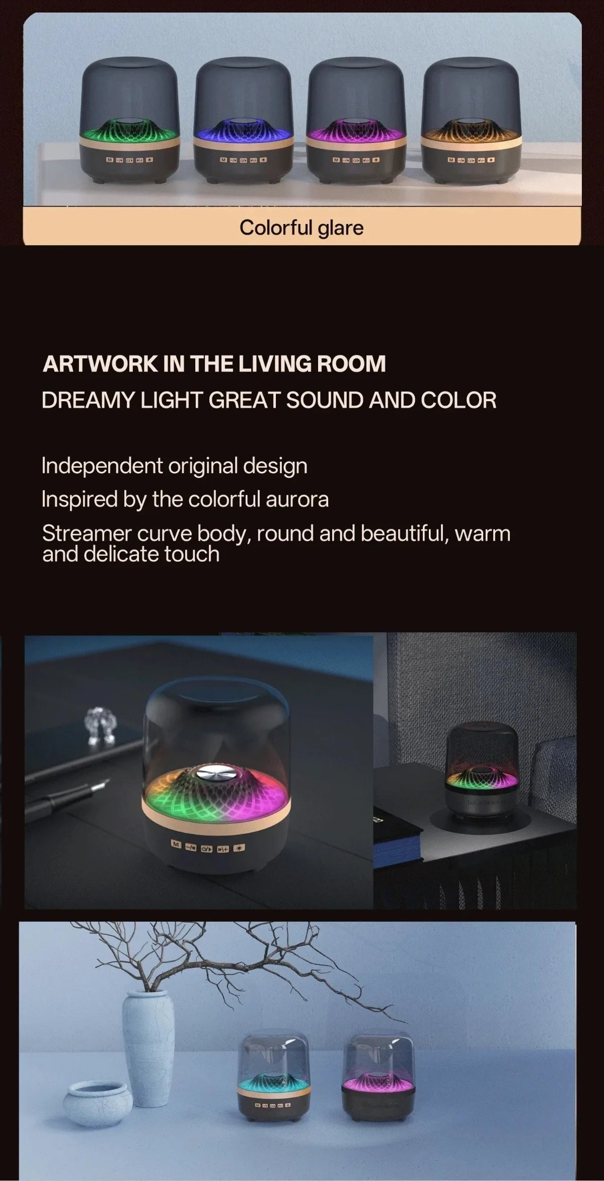 Soundbar Wireless Portatile Bluetooth 5.3 Altoparlante Home Theater Subwoofer Lampada Acustica Hi Fi Per Android IOS