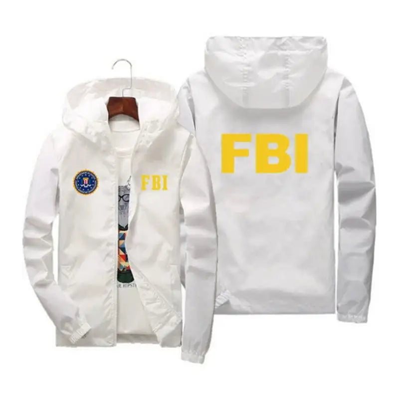 Nuova Giacca Uomo Sportiva Da Esterno Stampata FBI Alta Qualità Con Cappuccio Antivento Primaverile