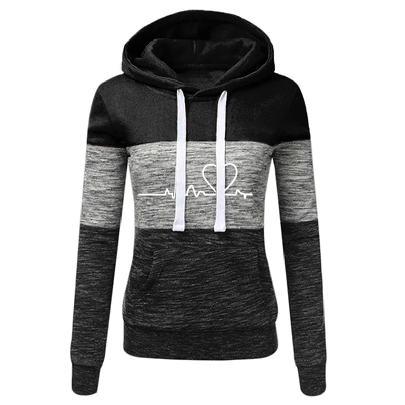 Tuta Da Donna Color Block Con Cappuccio Felpa Pantaloni Sportivi Versatili Casual Jogging Abiti Dalla Taglia S Fino A 3XL