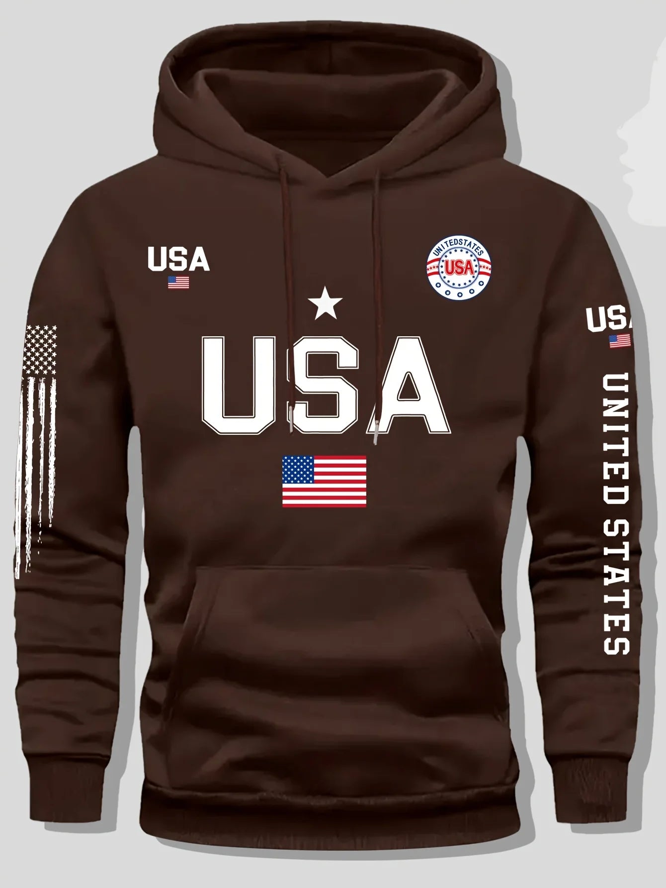 Felpa Con Cappuccio In Pile Con Motivo Bandiera USA Unisex Pullover Casual Con Scritte Estate Unite Per Studenti
