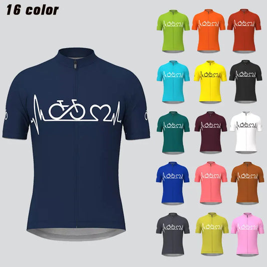 Maglia Da Ciclismo Da Uomo Bike Heartbeat 2023 Estiva A Maniche Corte Ad Asciugatura Rapida Per Strada E Montagna
