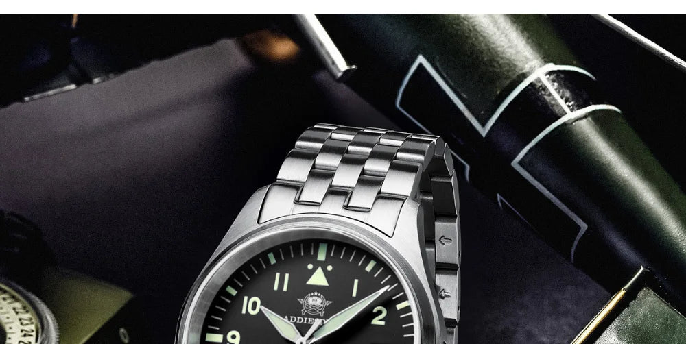 Orologio Meccanico Con Zaffiro 39mm Movimento 8215 Giappone Automatico Da Uomo Impermeabile 200m Luminoso Pilota Retrò