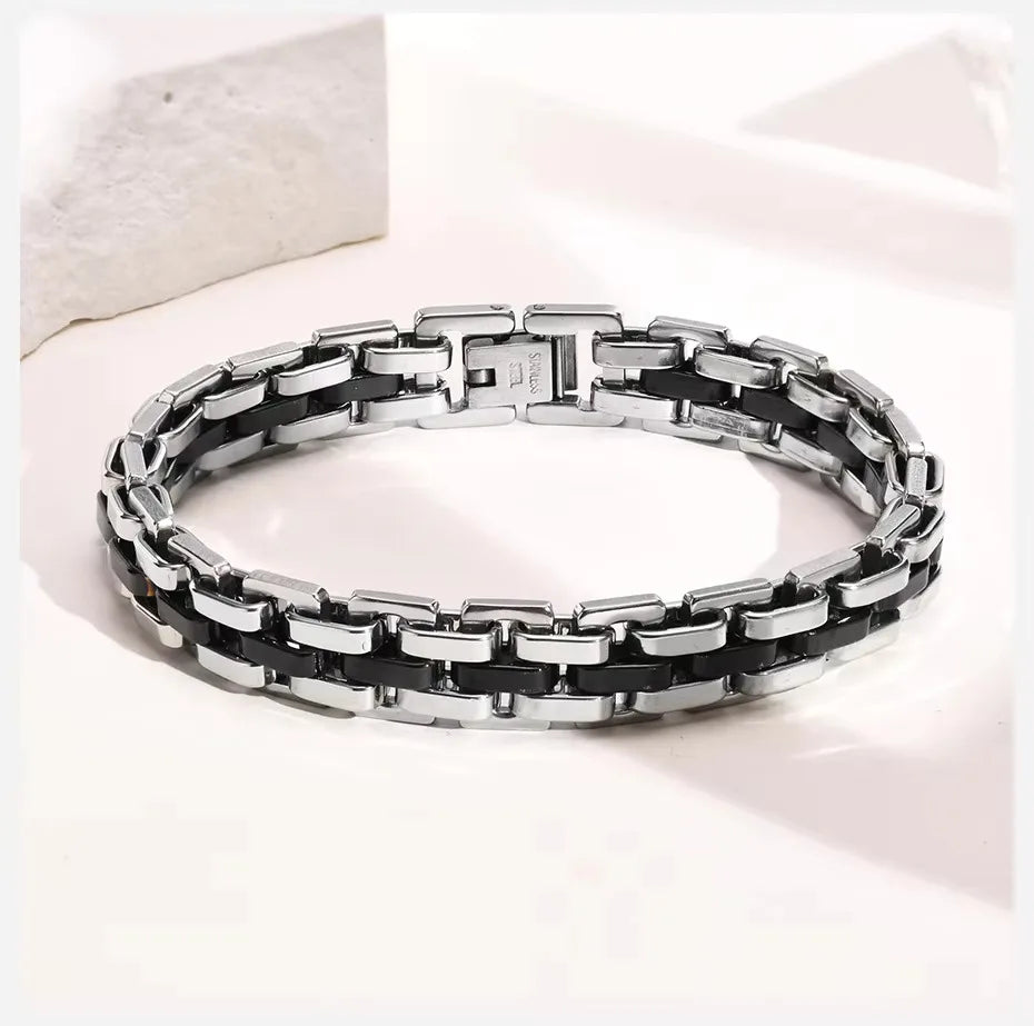 Braccialetto A Catena Con Cinturino Alla Moda In Acciaio Inossidabile Per Uomo 10 Mm Regalo Festa Del Papà