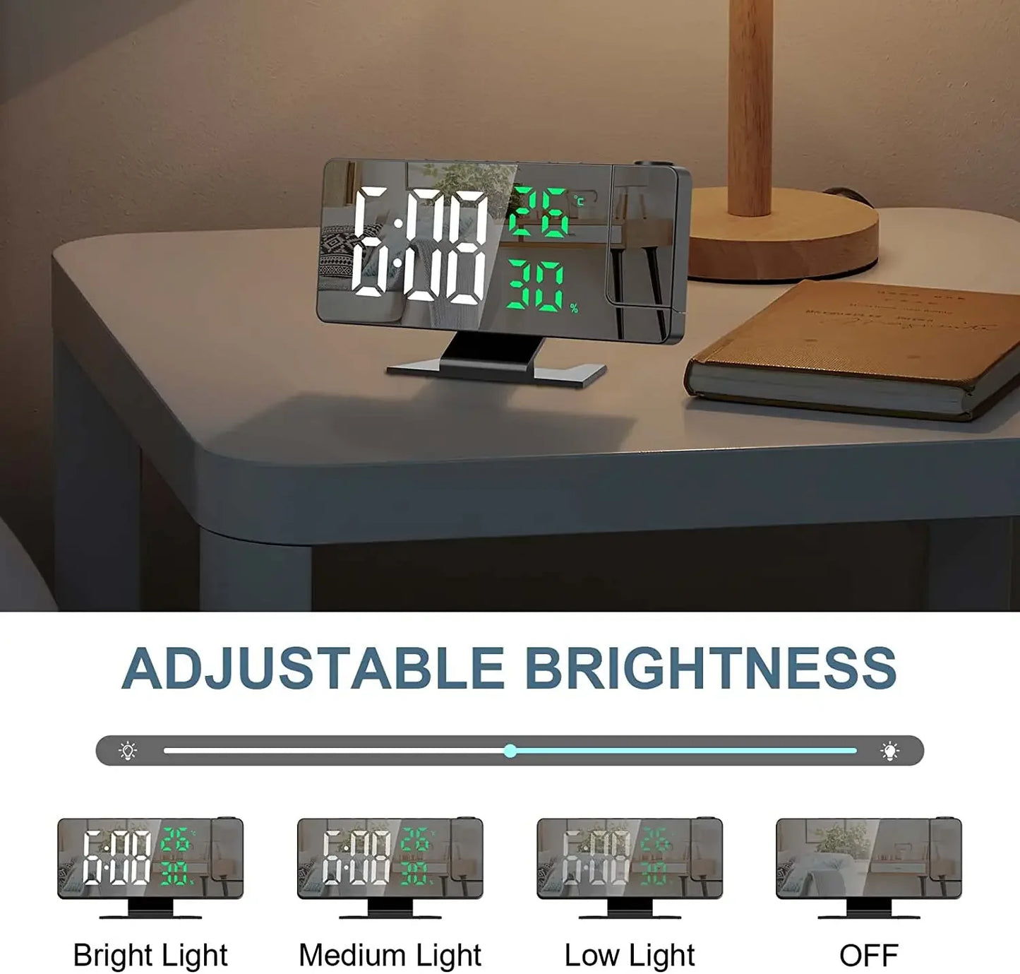 Sveglia Digitale LED Orologio Proiezione da Soffitto con Display della Temperatura Snooze Retroilluminato per la Casa