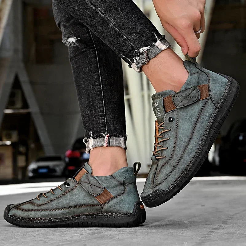 Scarpe In Pelle Cucite A Mano Uomo Scarpe Casual Da Passeggio Antiscivolo Leggere Esterno Taglia 47 48 Mocassini Slip On