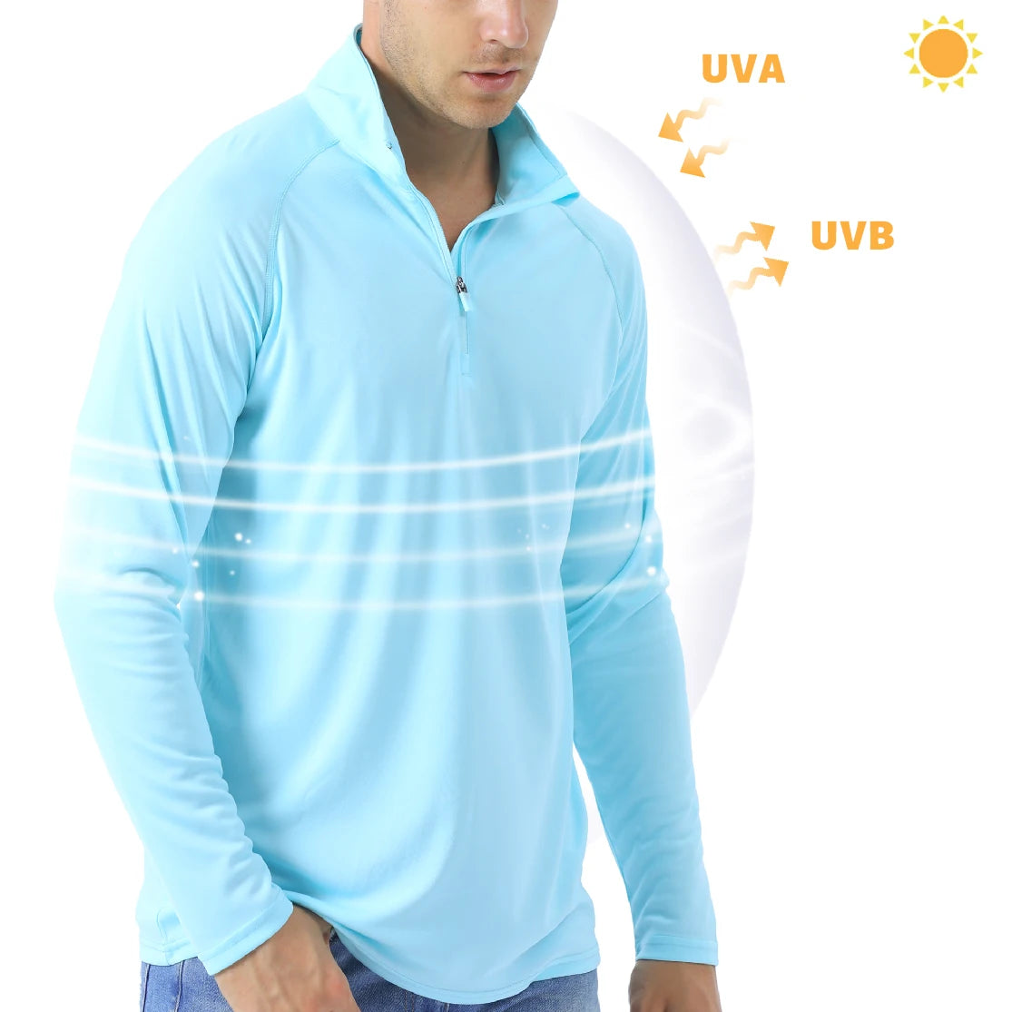 TACVASEN UPF50+ T-shirt con protezione UV Camicia da pesca leggera a maniche lunghe ad asciugatura rapida da uomo Escursionismo all'aperto Allenamento Protezioni
