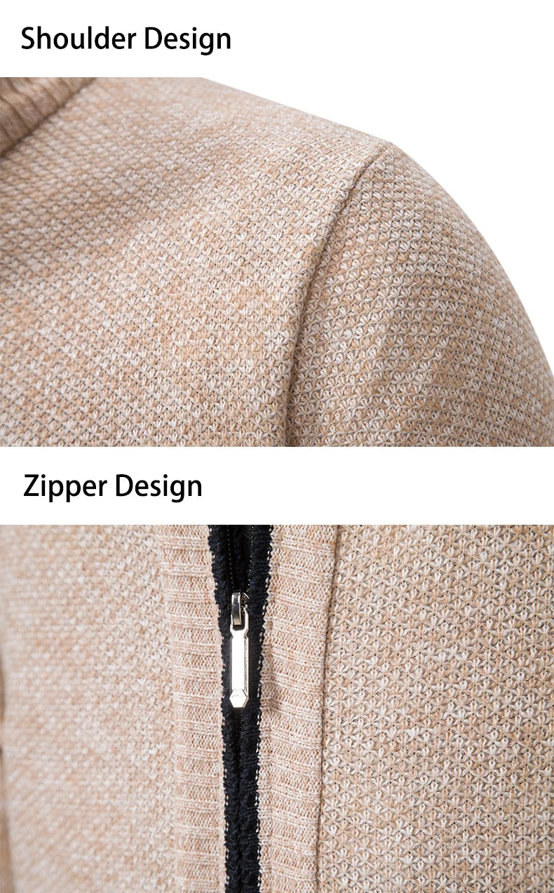 Cappotto Sportivo Casual Da Uomo In Jersey Autunno Inverno Con Colletto Alla Coreana E Cerniera Frontale In Pile