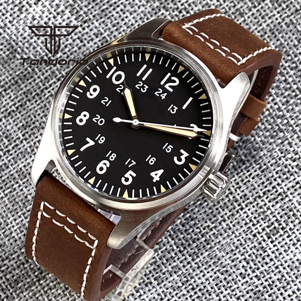 Orologio Diver Automatico Uomo Tandorio 39mm 20BAR Corona a Vite Vetro Zaffiro AR Lume Verde