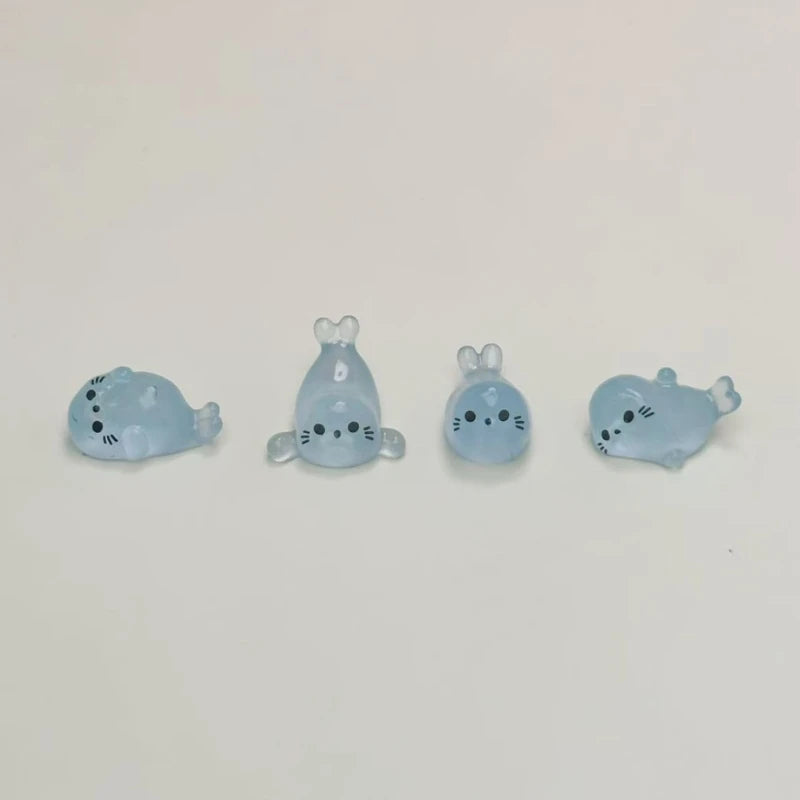 10/20 pezzi mini figurine sigillo che si illuminano al buio, miniature di animali marini in resina, 4 stili per forniture artigianali per la decorazione della casa fai da te