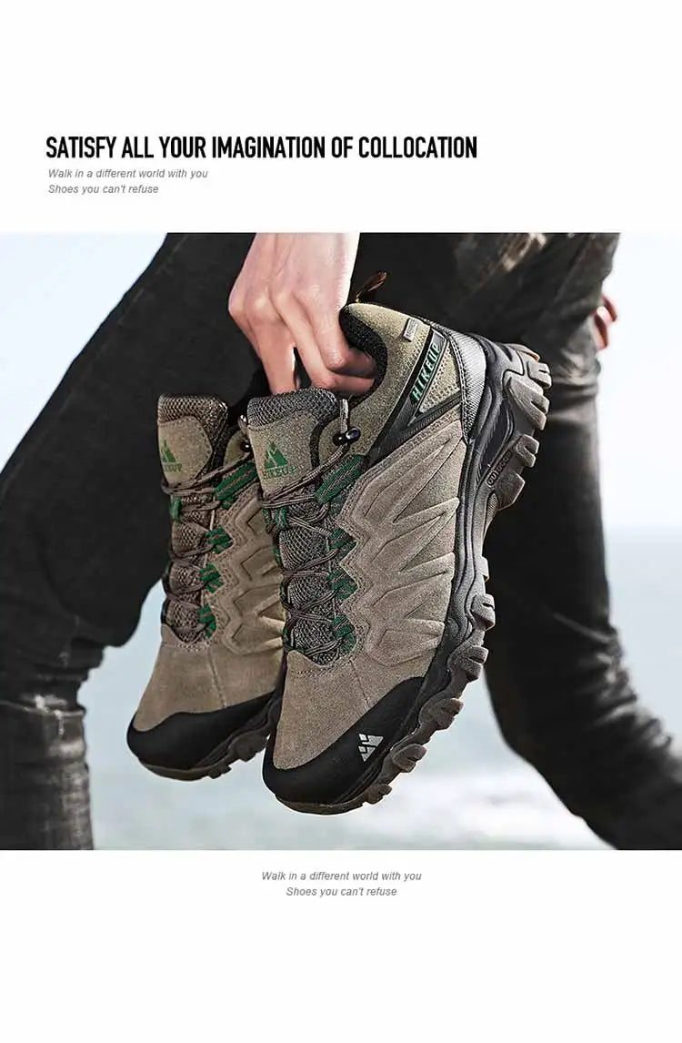 Scarpe Da Trekking In Pelle Di Alta Qualità Per Uomo Con Lacci Durevoli Per Attività All'Aperto
