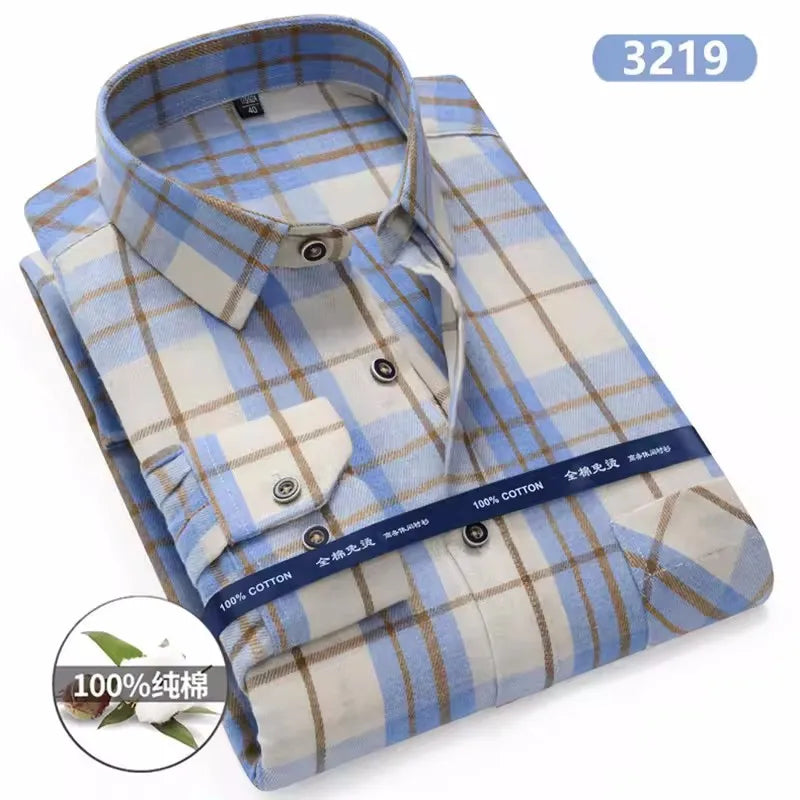 Camicie Da Uomo In Flanella Scozzese A Quadri Manica Lunga In Cotone Taglie Dalla S Alla XL Vestibilita Standard E Casual
