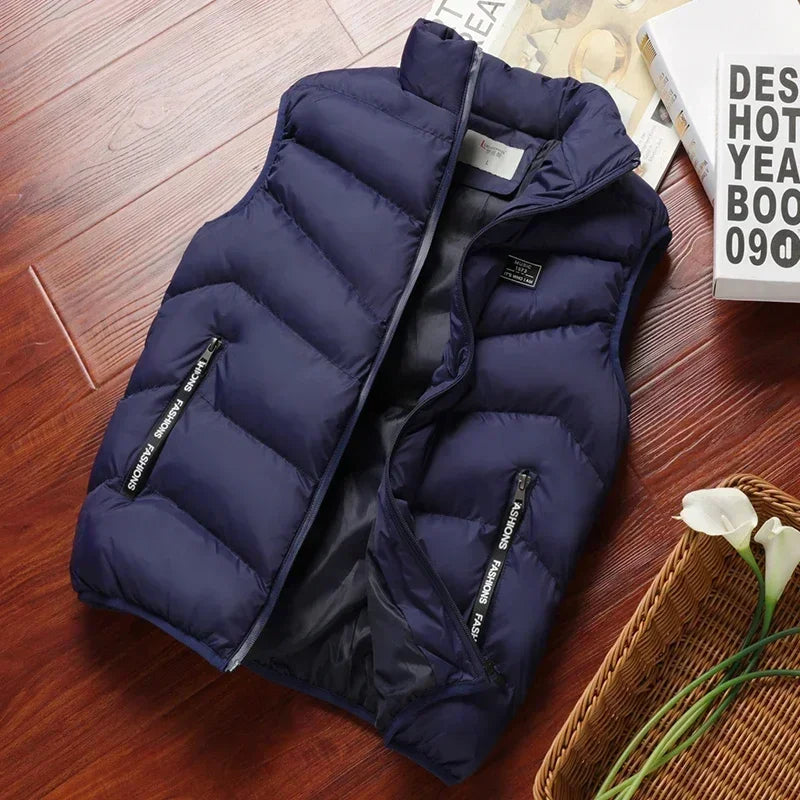 Puffer Senza Maniche Da Uomo 2024 Colletto Mandarino Giacca Piumino Inverno Caldo Gilet Outwear Abbigliamento Uomo