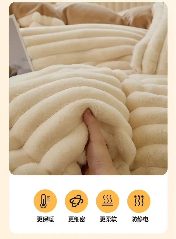 Copripiumino In Peluche Tinta Unita 150x200 Cm Velluto Bifacciale Stile AB Inverno Mantiene Caldo Spessore Morbido