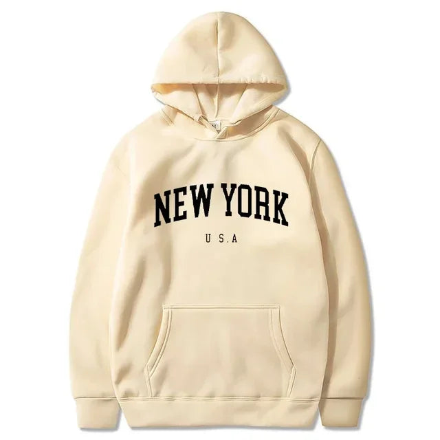 Felpe Con Cappuccio Uomo Donna New York City Stampe Lettere Grafica Casual Harajuku Pullover Abbigliamento Sportivo