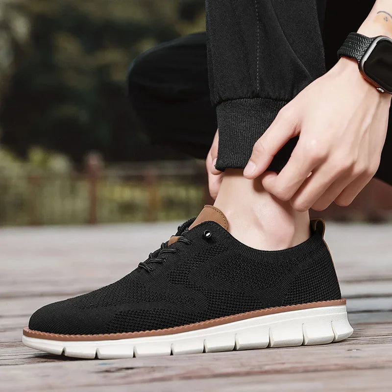 Scarpe Casual Uomo Traspiranti Brogue Classiche Ammortizzazione Design A Blocchi Colore Sneakers Eleganti Leggere