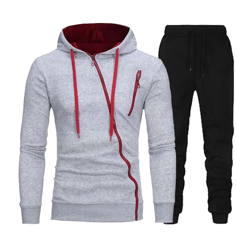 Felpa con Cappuccio Uomo e Pantaloni 2 Pezzi Tuta Sportiva Jogging Set Primavera Autunno Abbigliamento Casual