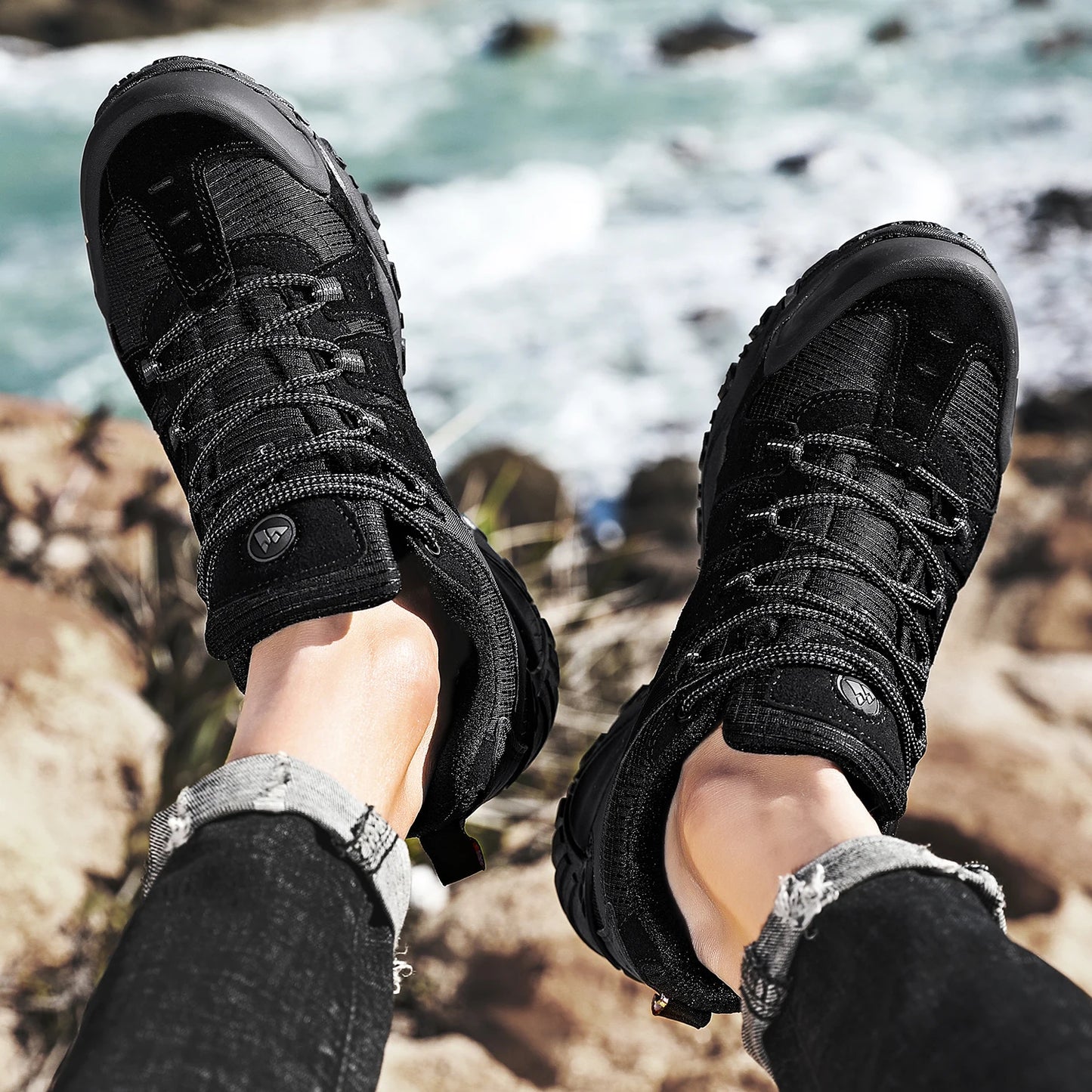 HIKEUP Scarpe Da Trekking Da Uomo In Pelle Scamosciata Impermeabili Traspiranti Esterno Resistente All Usura