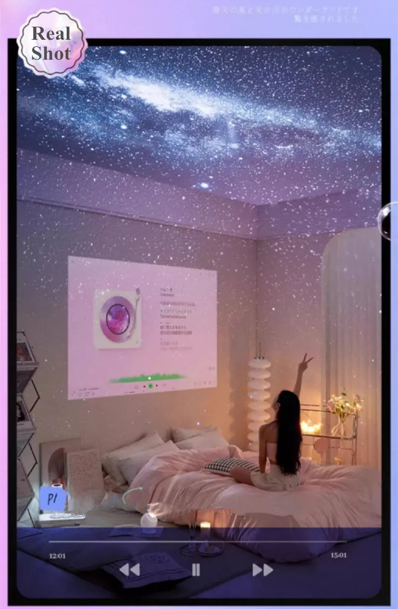 Meteor Dinamico 12 in 1 Lampada Proiettore Galaxy Ultra Trasparente Rotante con Lettore Musicale Regalo per Bambini
