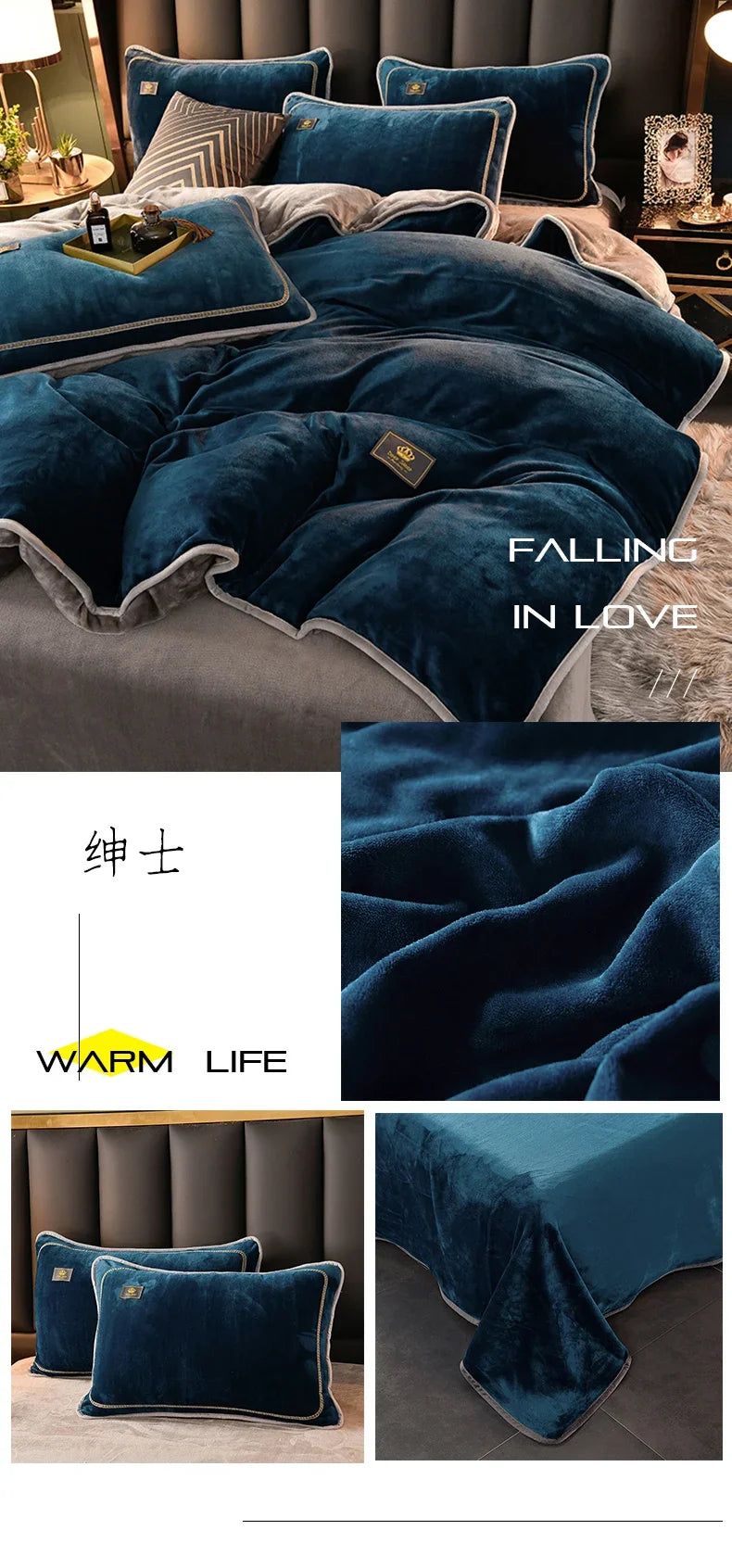 Set Di Biancheria Da Letto In Pile Di Latte Ultra Spesso Queen Size Copripiumino Invernale Caldo Di Fascia Alta