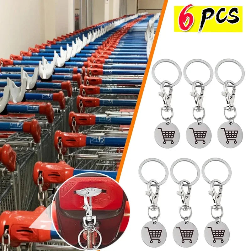 Portachiavi Gettoni Carrello Spesa In Metallo Mini Con Etichetta Monete Per Rimozione Carrello Supermercato Unisex Regali