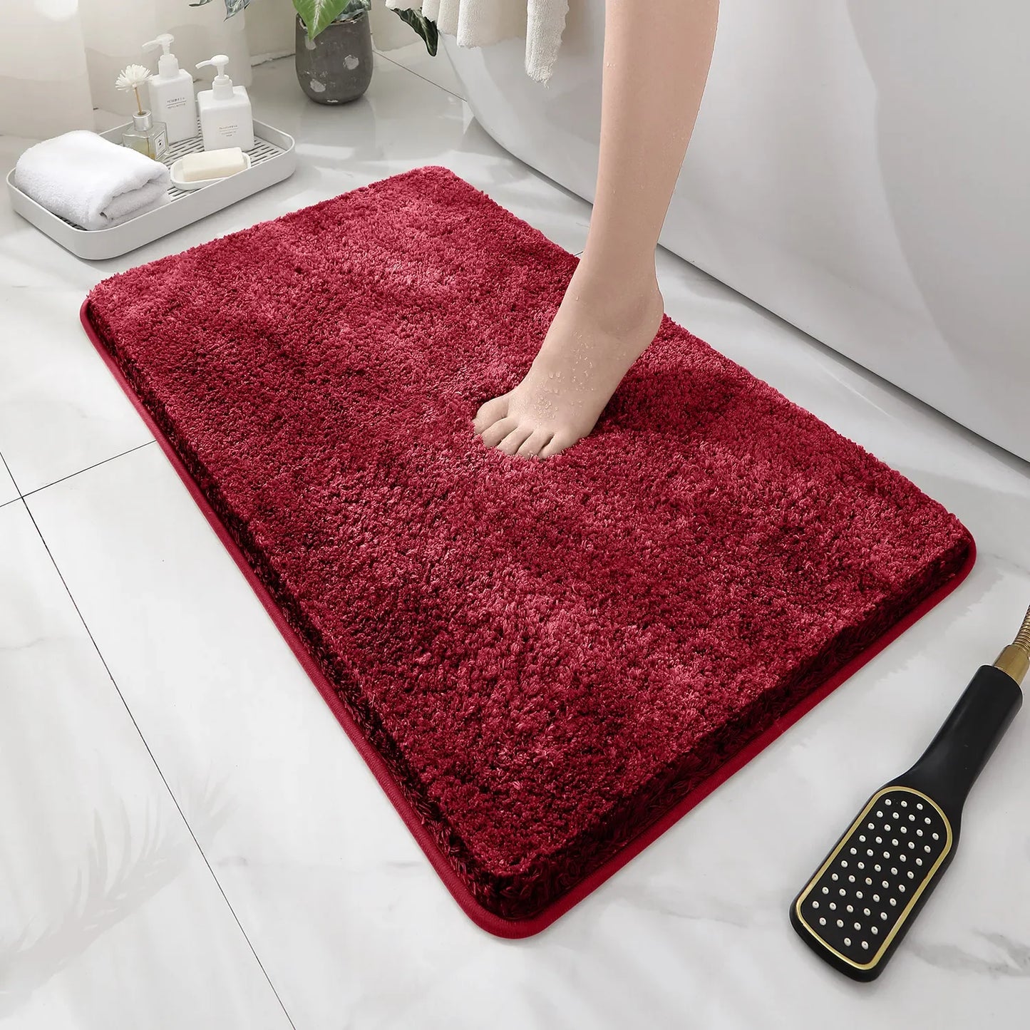 Tappetino Da Bagno Arrotondato E Ispessito Antiscivolo Peluche Assorbente Per Vasca E Per Porta D Ingresso