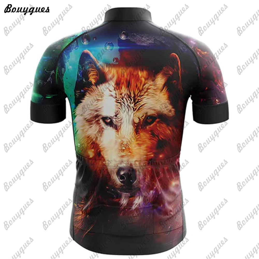 Maglia Ciclismo Uomo Wolf Pro Team MTB Downhill Alta Qualita Tricot Traspirante Con Tasche E Asciugatura Rapida